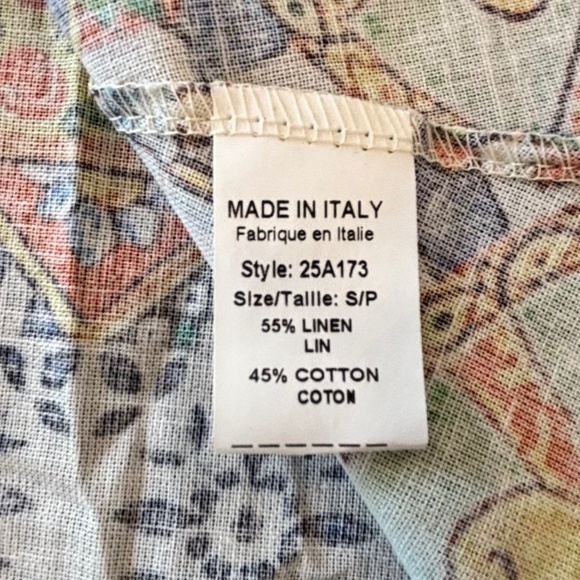 NWT Spighe Di Lino Italy linen blend multi colour patterned dress size small - Picture 11 of 16